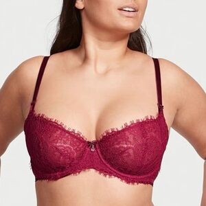 Victoria’s Secret DREAM ANGELS Wicked Unlined Lace Balconette Bra Claret Red